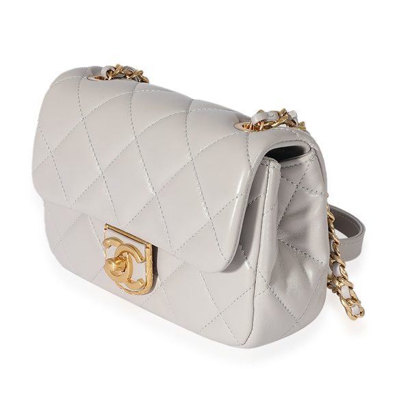 Chanel Grey Quilted Lambskin Mini Flap Bag - Picture 2 of 8